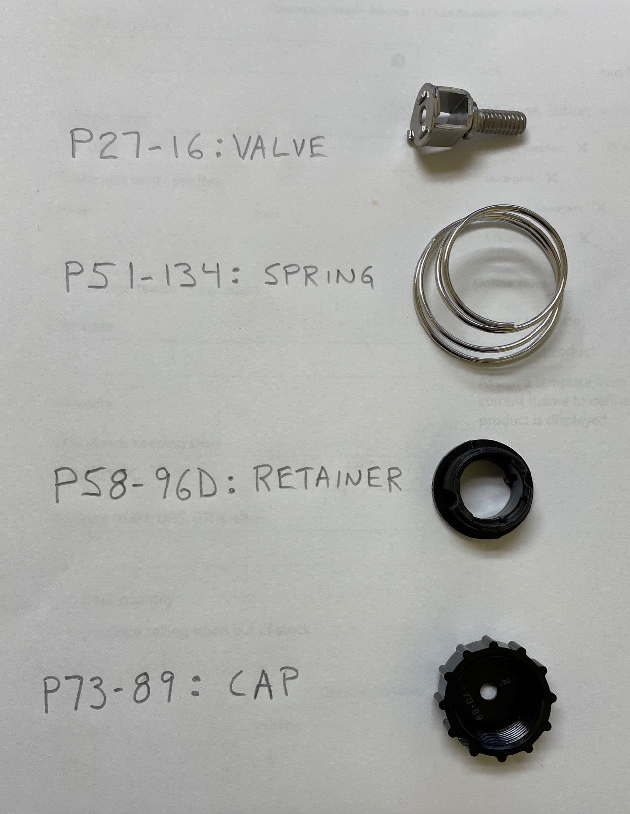 P27-16K -- Spring Kit for Vapor Valve 1 - WaterlessCookware