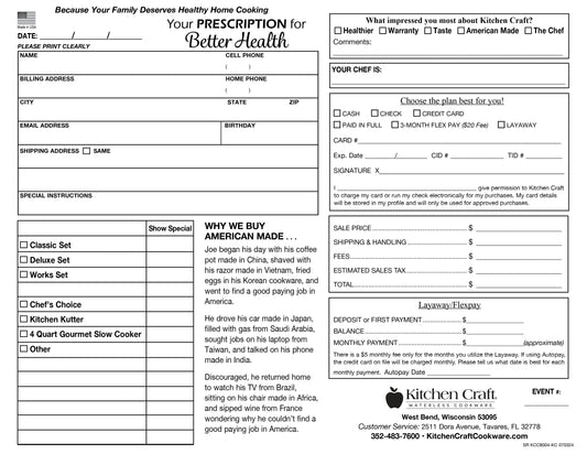 LIT8004-KC - Literature, 2024 Kitchen Craft Opportunity Form (100/Pkg)